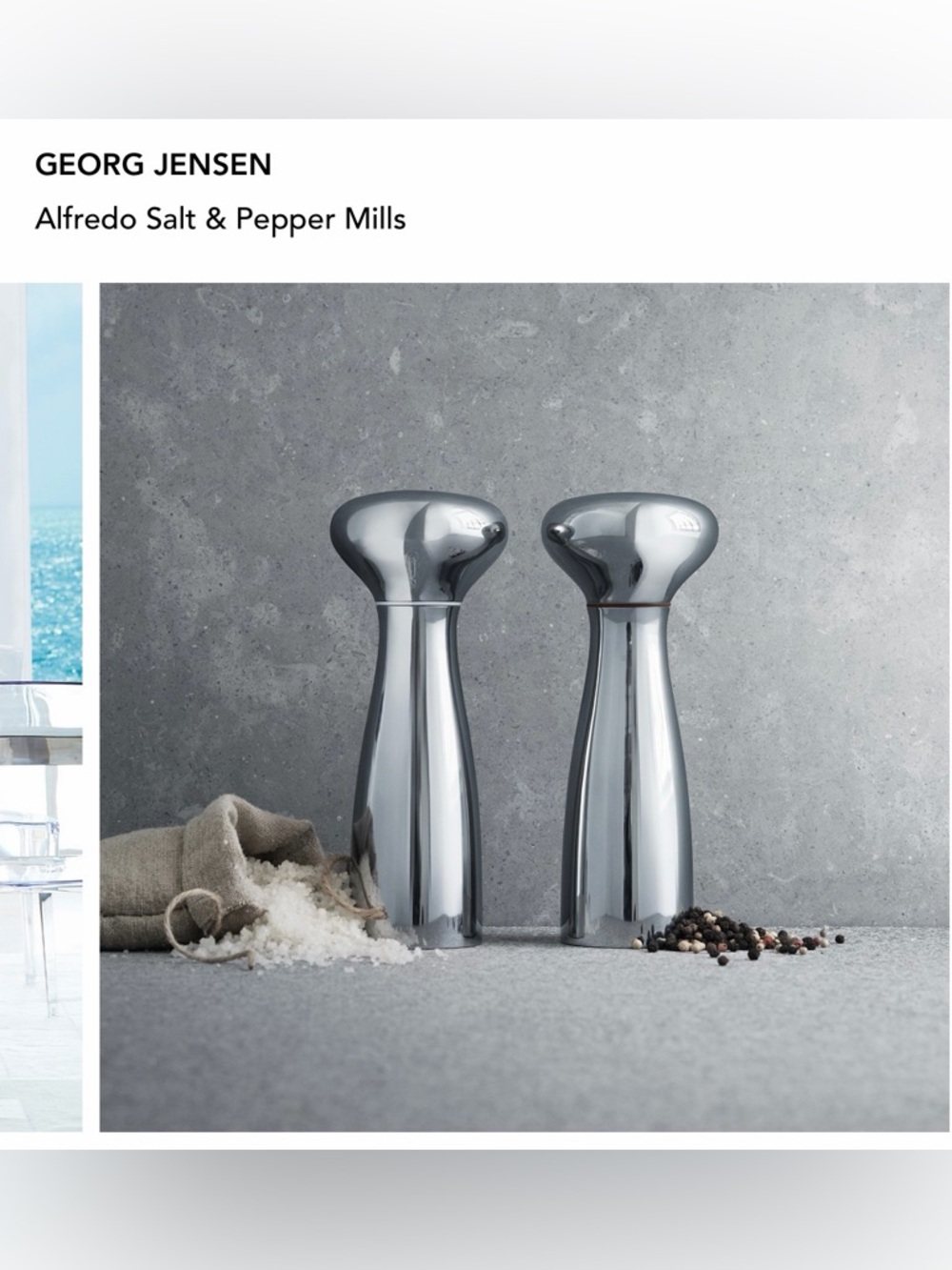 Georg Jensen Polished Silver Alfredo Salt & Pepper Mills